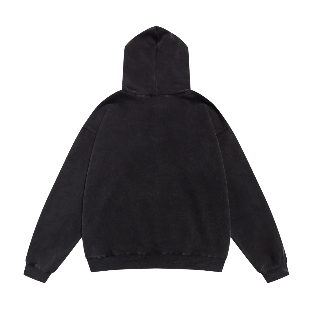 Saint Michael SAINT basic letter print distressed washed loose hoodie plus velvet loose sweatshirt Fabric: 420g Style number: SM633 Size: S-M-L-XL Color: black-dark green Price: P236